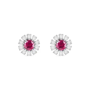 Damiani 18K White Gold Stud Earrings Women's Red