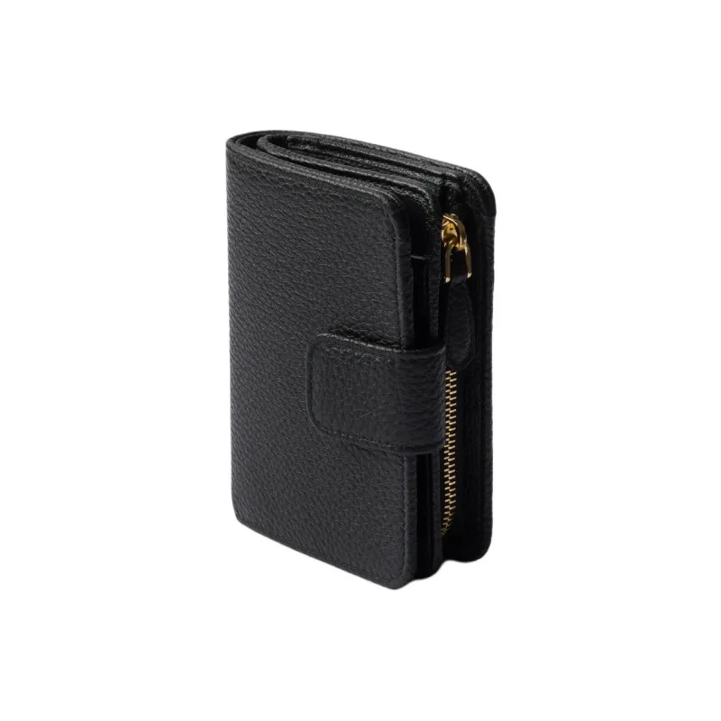 PRADA Vitello Dino Cow Leather Wallet Women's Black-1