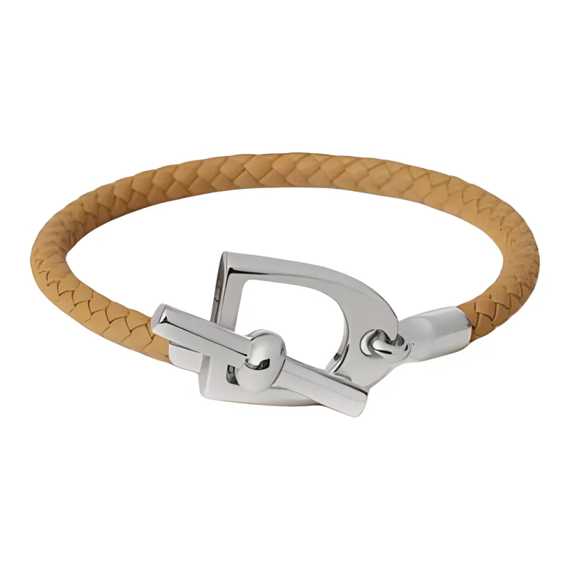 HERMES Metal Palladium Bracelets Men's Brown-1
