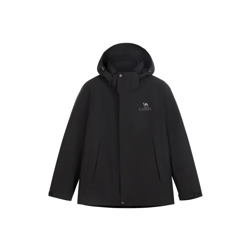CAMEL Outdoor Hiking Solid Color High Puff Down Windbreaker Jacket With Temperature Conserving Features Men's-0