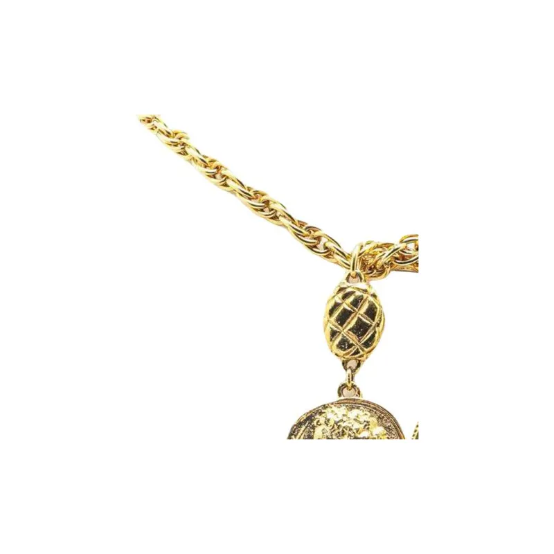 CHANEL 20th Century Plated Cc Logo Coin Lariat Necklace Costume Necklace-2