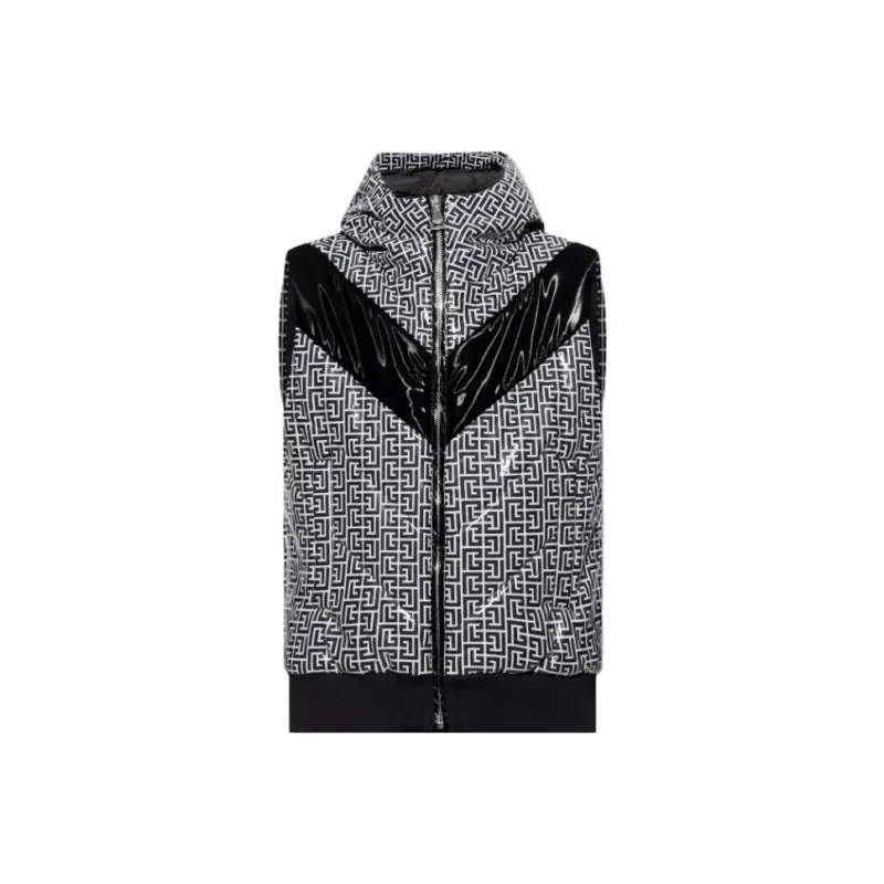 BALMAIN Monogram print Puffer Gilet-0