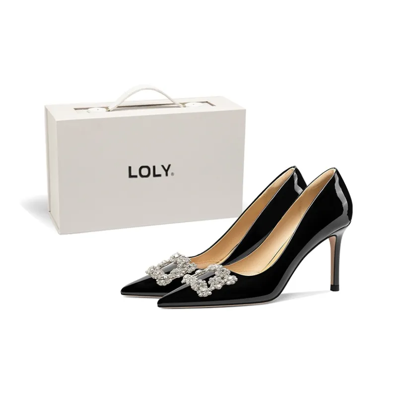 LOLY Slim Heel High Heels 8CM Women's Black-0