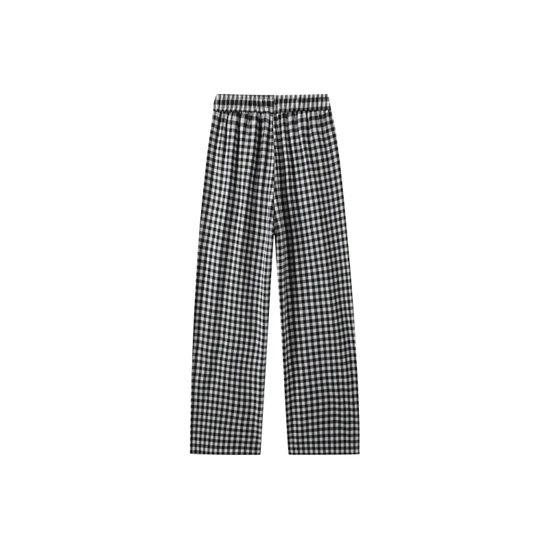 GDRX Casual Pants Unisex Black White Plaid-1