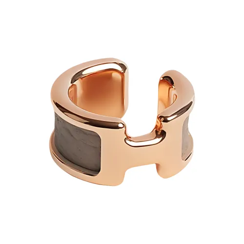 HERMES Rose Gold Plated Metal Clip On Earrings Women's
