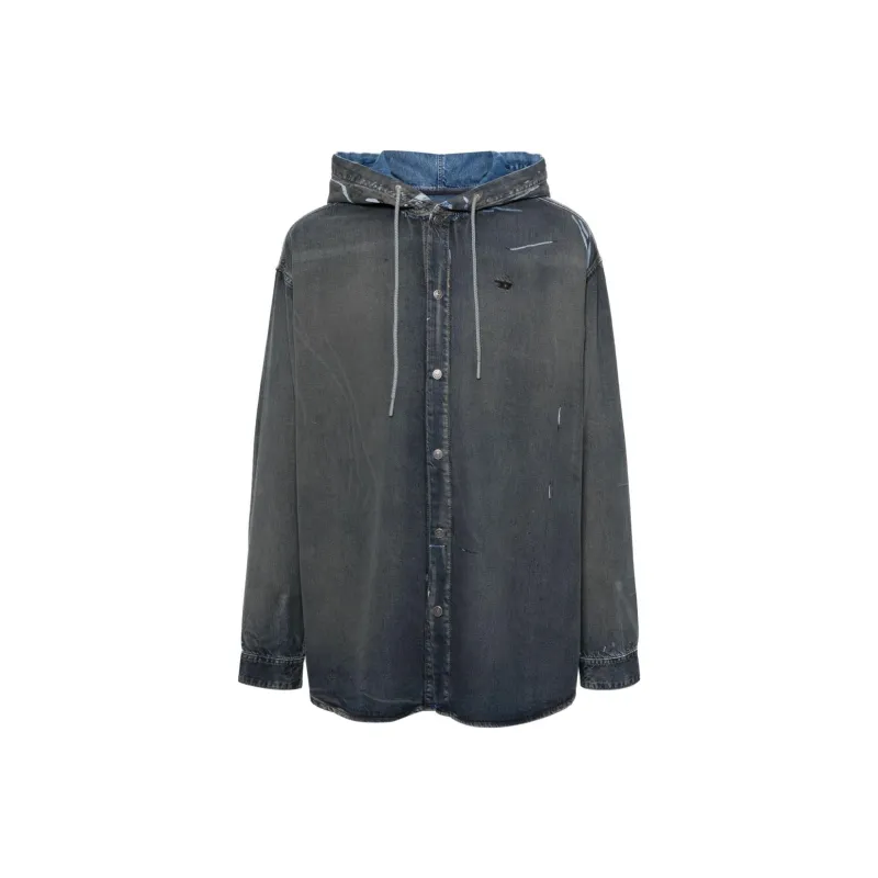 DIESEL D-Dewny-Hood Logo Embroidered Shirt-0