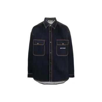 PALM ANGELS Logo Embroidered Denim Shirt