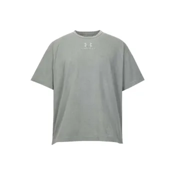 Under Armour Drop Shoulder Sleeve T Shirt Men's Gray Green
