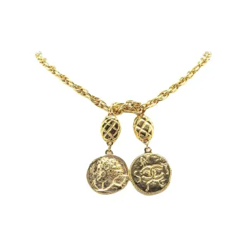 CHANEL 20th Century Plated Cc Logo Coin Lariat Necklace Costume Necklace