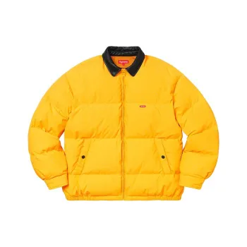 Supreme Leather Collar Puffy Jacket