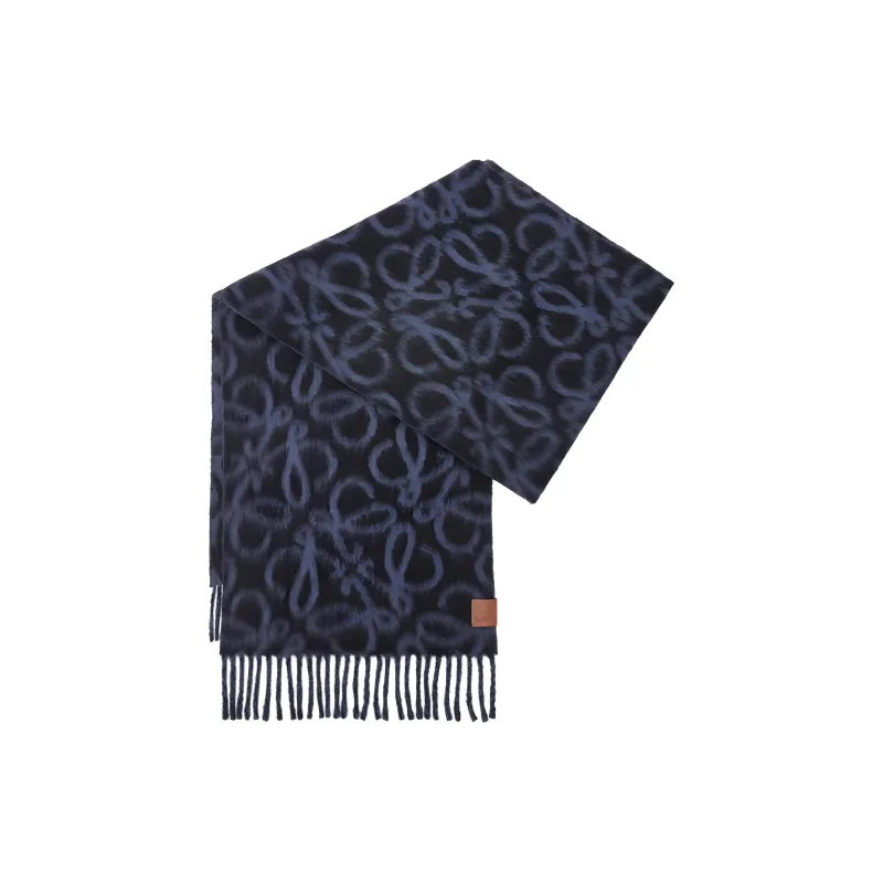 LOEWE Alpaca Knit Scarves Women's Blue-1