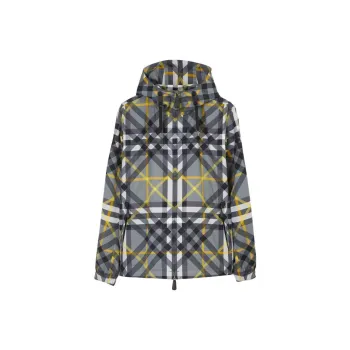 Burberry Check Printed Drawstring Hooded Jacket
