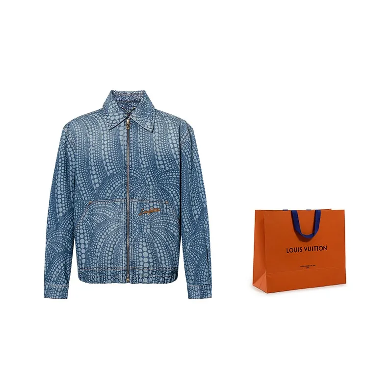 LOUIS VUITTON 2020s X Yk Dots print Denim Jacket-7