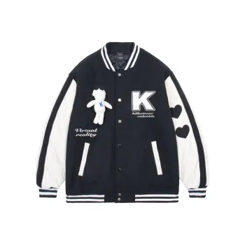 KILLWINNER Cartoon Baseball Collar Loose Fit Thickened Puffer Jacket Unisex