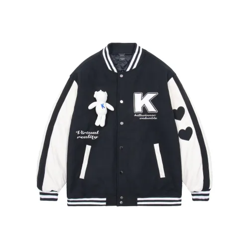 KILLWINNER Cartoon Baseball Collar Loose Fit Thickened Puffer Jacket Unisex