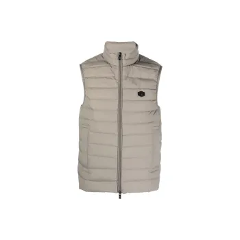 EMPORIO ARMANI Sleeveless Full zip Down Jacket In Quilted Nylon With Eagle Logo Patch
