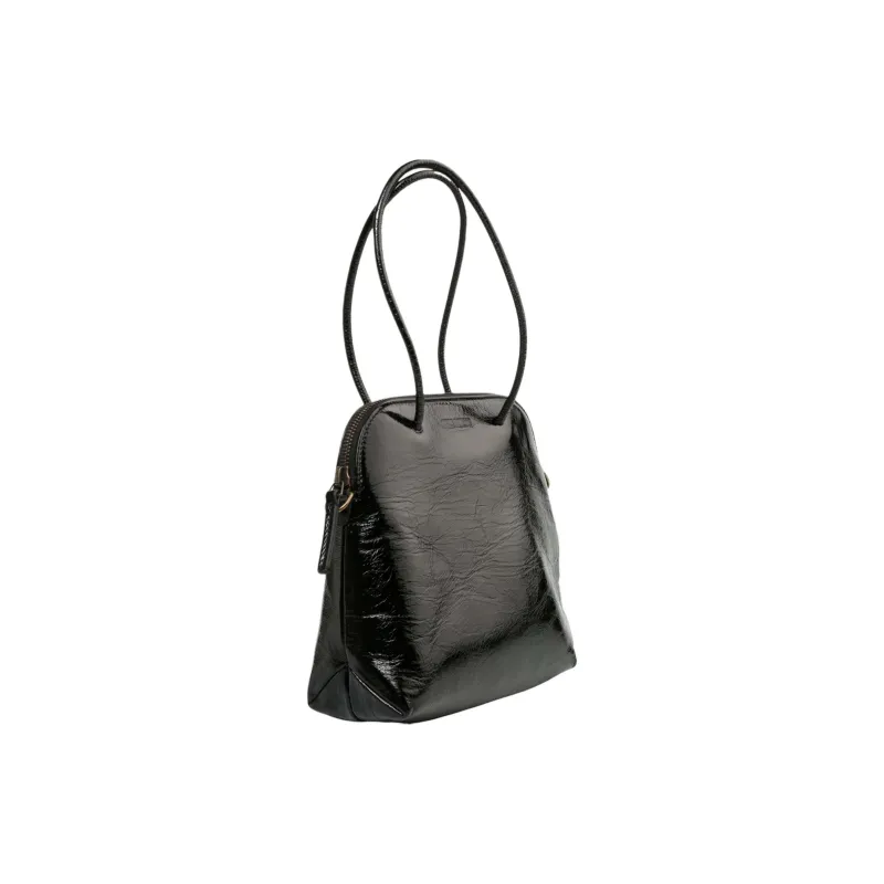 UMA WANG Calfskin Handbag Trumpets Women's Black & Mustard-2