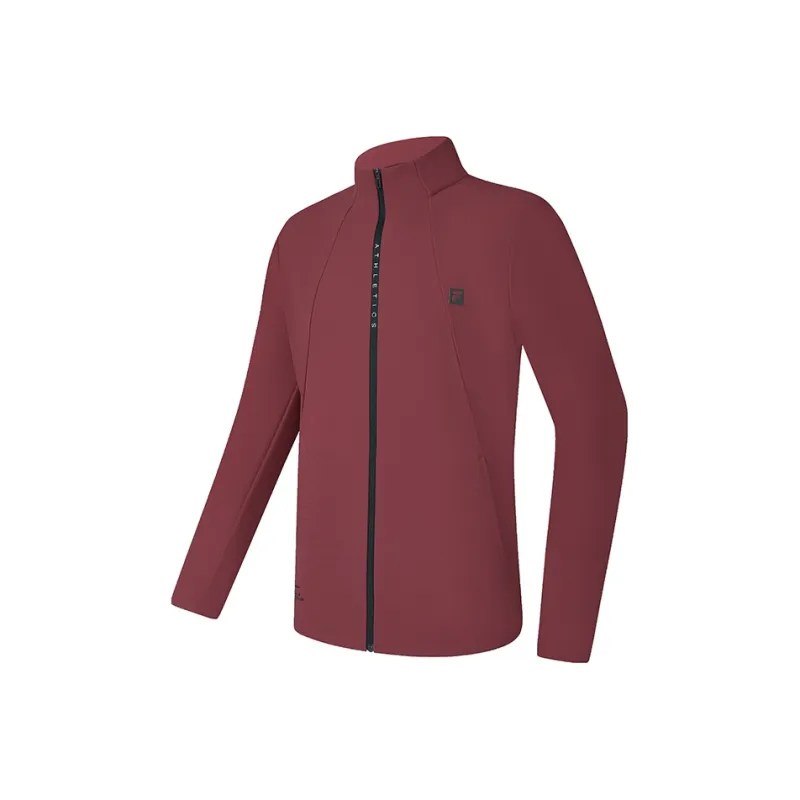 FILA Knitted Fabric Long Sleeved Coat Men's Rusty Red-0