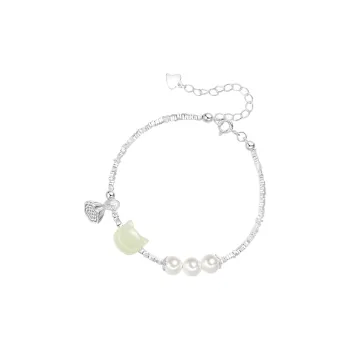 Asia Star Hetian Jade Bracelets Pale Greenish White Jade Women's