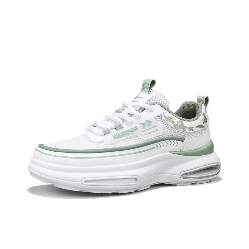 Warrior Coverage Height Increasing Abrasion Resistant Lightweight Slip Resistant Low Top Casual Shoes Men's White Green-1