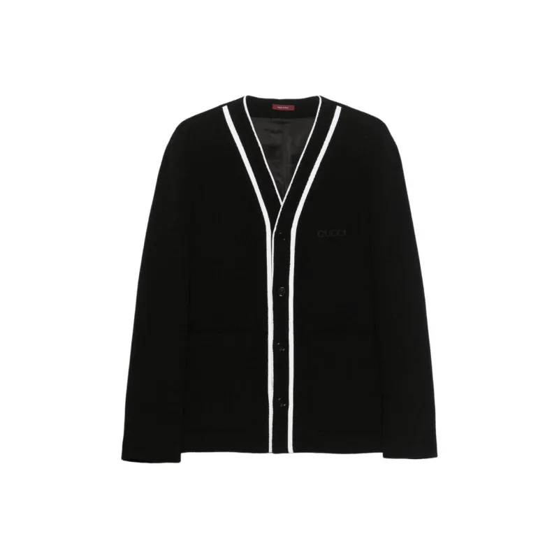 GUCCI Logo Embroidered Button Up Knit Cardigan-0