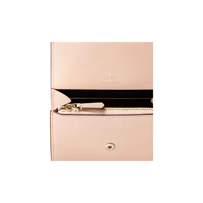 CARTIER Calfskin Wallet, Card Holder Women's Nude Pink-3