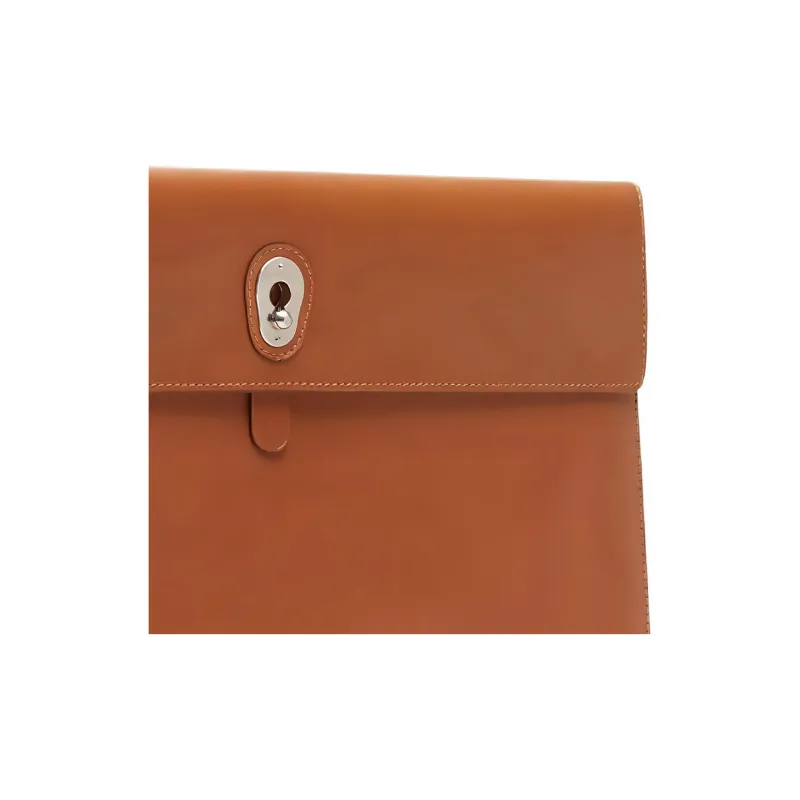 AU DEPART Calfskin Clutch Large Size Women's Brandy Brown-5