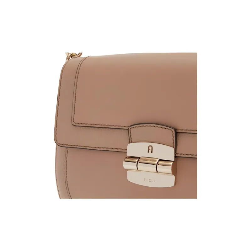 Furla Calfskin Shoulder Bag, Crossbody Bag Regular Women's Brown-4
