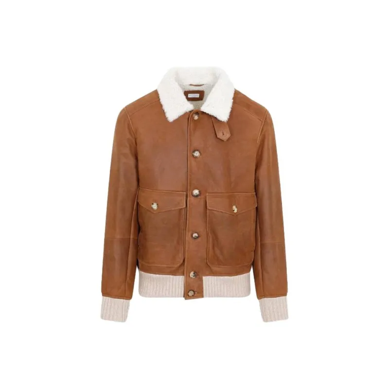 Brunello Cucinelli Long sleeved Button up Leather Jacket-0