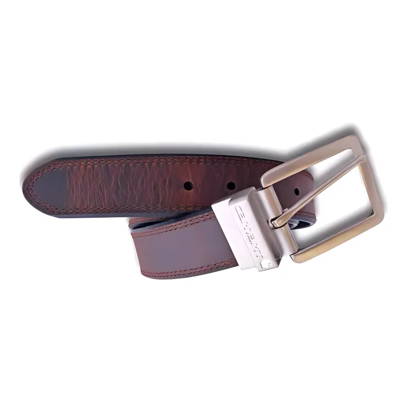 Carhartt Badge Detail Design Leather Belts Men's Brown Width: 3.8CM-2