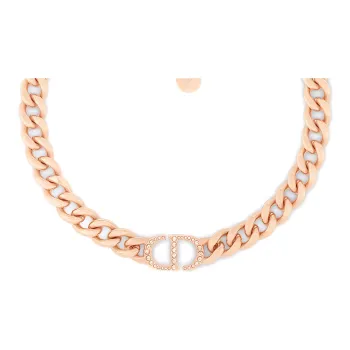 DIOR Metal, Crystal Necklaces Women's Rose Gold