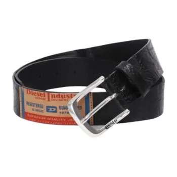 DIESEL Cow Leather, Metal Leather Belts Men's Black Width 4cm