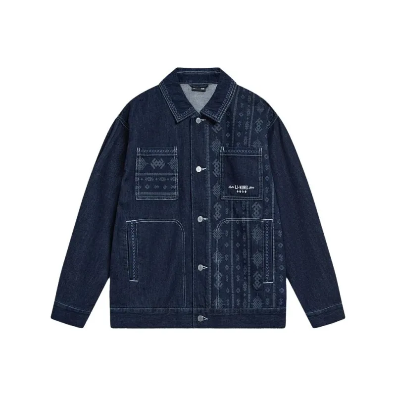 LiNing Sports Life Collection Denim Jacket Men's Denim Blue-0