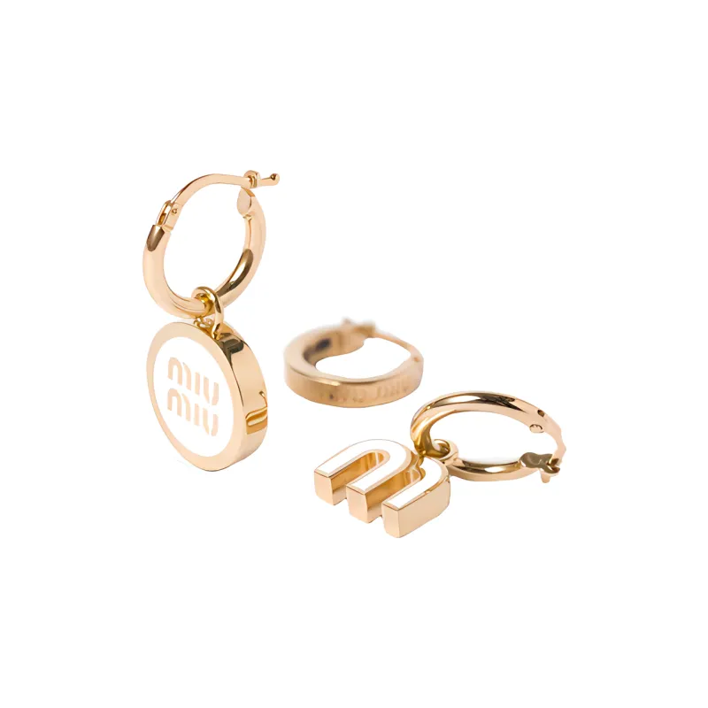 MIU MIU Set Of Three Clasp Fastened Hoop Earrings-1