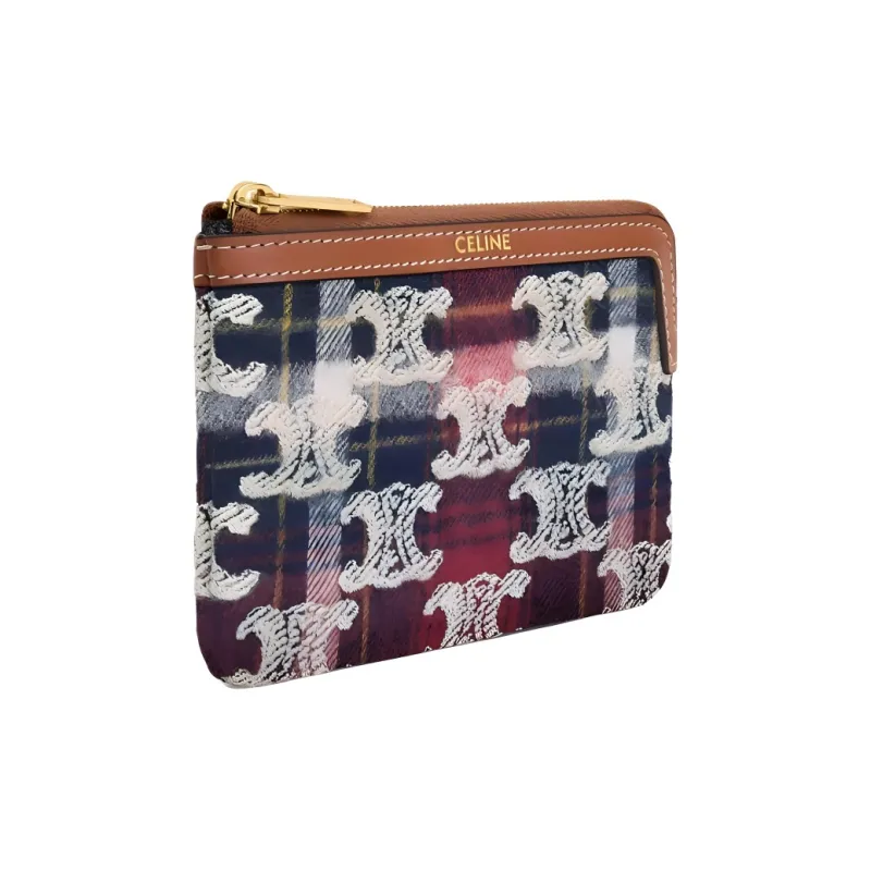 CELINE Plaid Velvet Card Holder Women's Multicolor-1