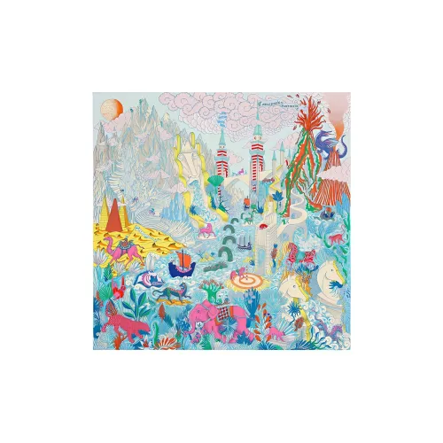 HERMES Silk Scarves Women's Light Blue