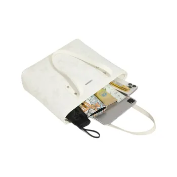 OCTSUI PU Laptop Bag Shoulder Bag Women's Ecru