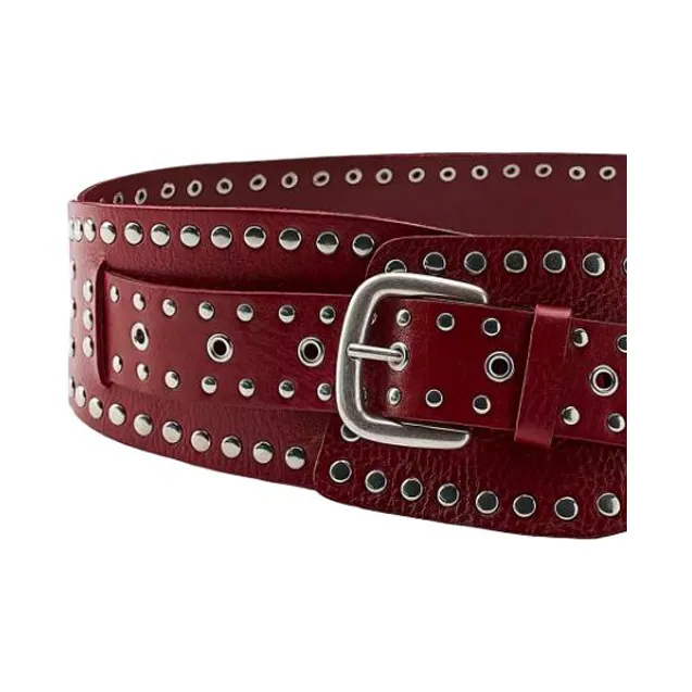 ZARA Leather, Cow Leather, Metal Leather Belts Women's Red Width 11cm-2