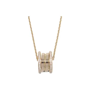 BVLGARI 2010s 18kt Rose Gold B.zero1 Diamond Pendant Necklace