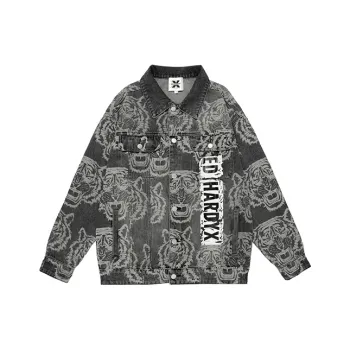 ED HARDY X Denim Jackets Unisex Gray