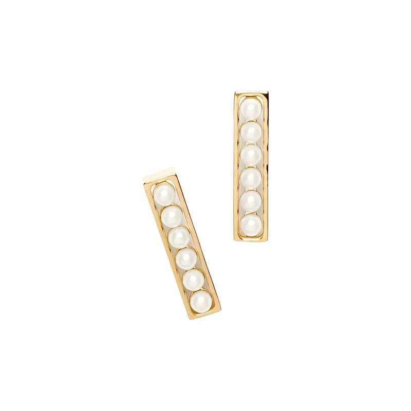 CHANEL Metal Artificial Pearl Earrings Unisex Gold-0
