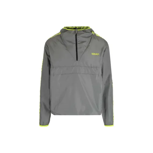 VERSACE Logo Printed Half Zip Jacket