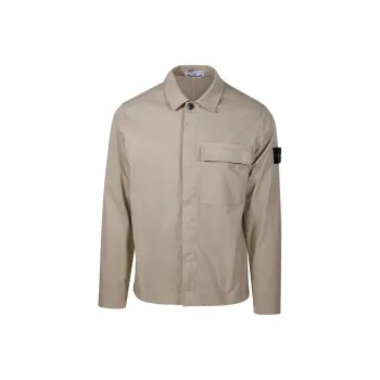 STONE ISLAND Logo Patch Collared Shirt Jacket