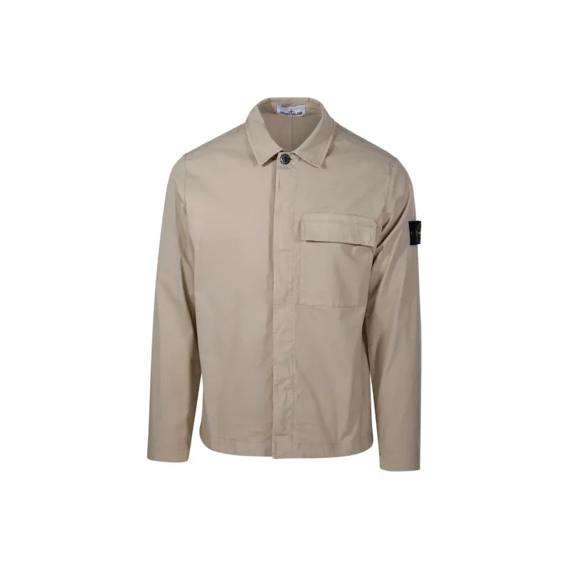 STONE ISLAND Logo Patch Collared Shirt Jacket-0