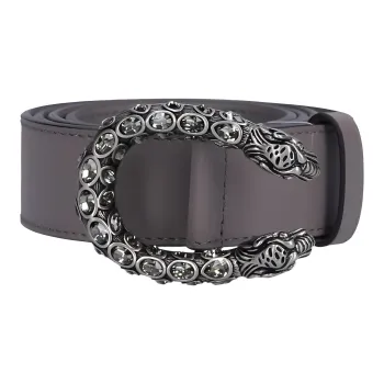 GUCCI Fashion Trend Smooth Buckle Leather Belts Women's Gray Width: 3cm