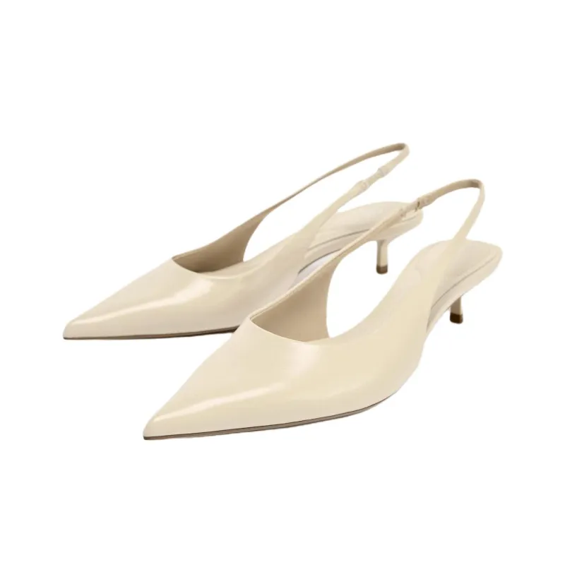ZARA Slim Heel High Heels Women's Light Beige Yellow-1