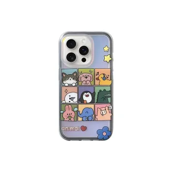 Sopi Acrylic Material Laser Nine Square Grid Zoo Phone Cases Compatibility With IPhone 16/15/14/13/Pro/Max