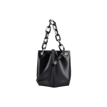 GANNI Recycled Leather Bucket Bags Shoulder Bag Crossbody Bag Handbag Regular Women's Black
