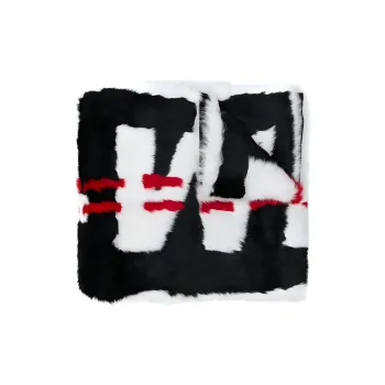OFF-WHITE Rabbit Fur Polyester Viscose Knit Scarves Women's Black