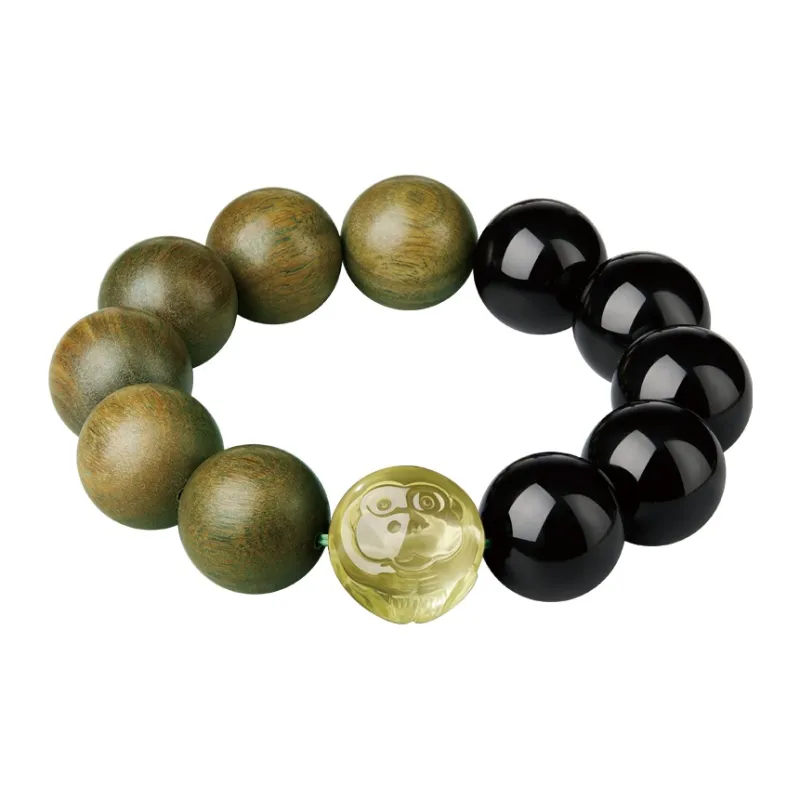 Moonstone Edge Green Sandalwood Wooden Bracelets Men's-13
